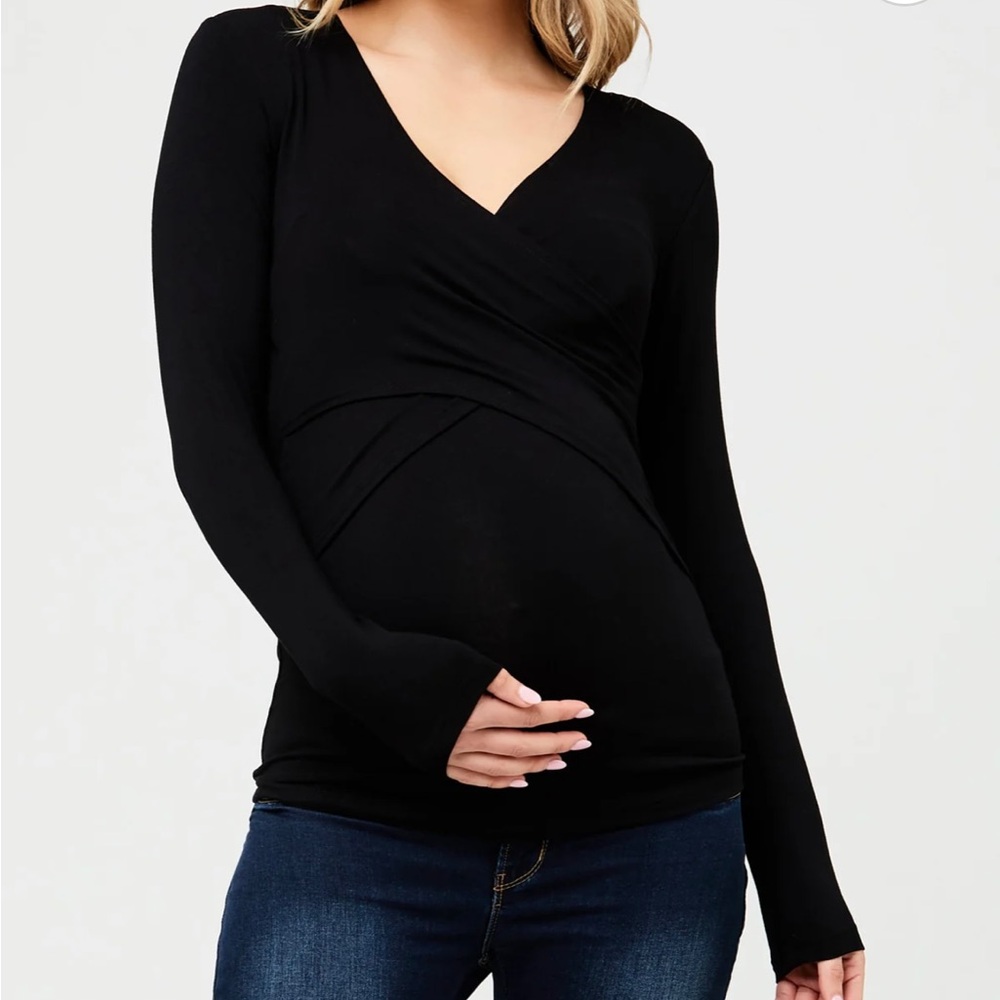 Ripe Maternity Black Long Sleeve Nursing Top
